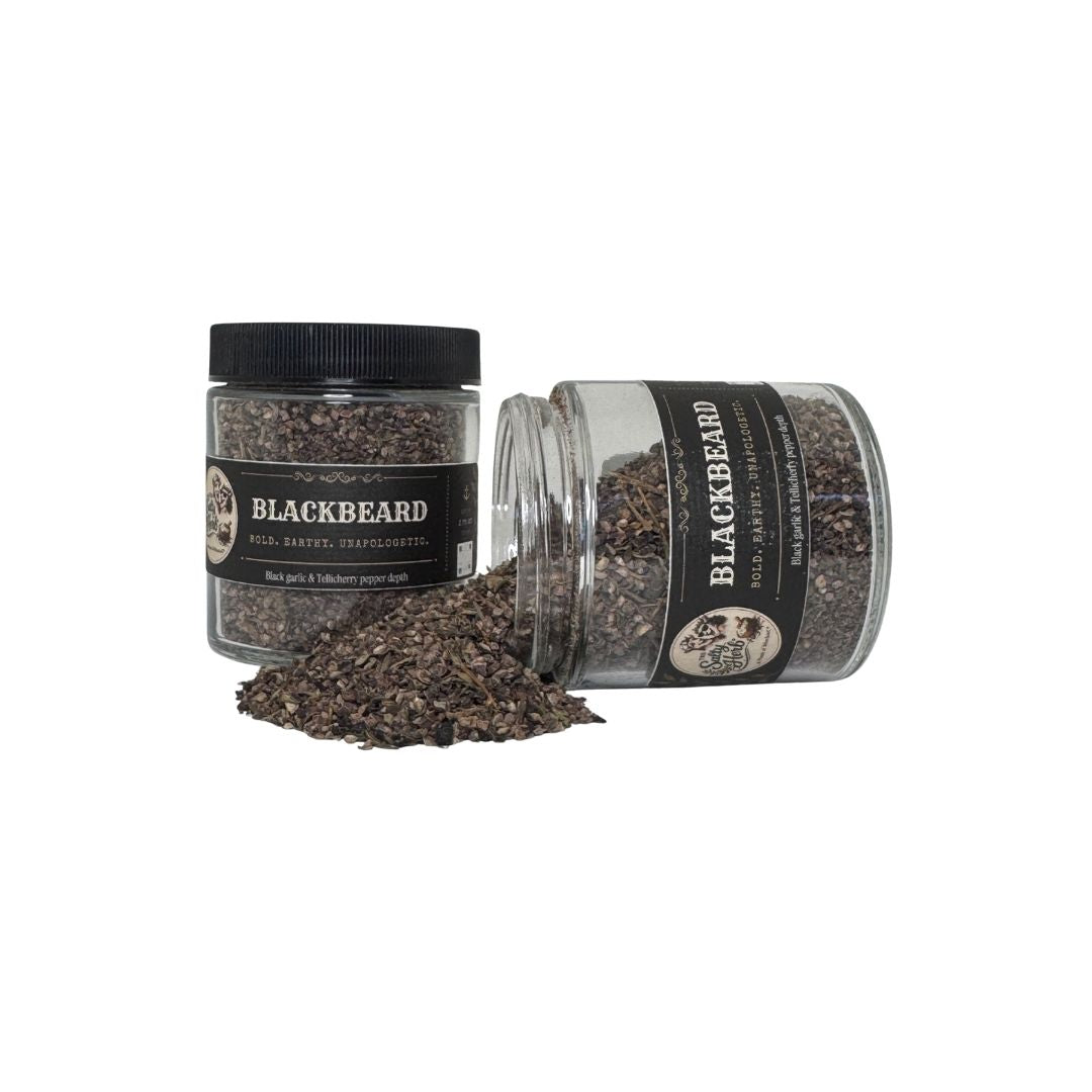 Two jars of Blackbeard product on a white background