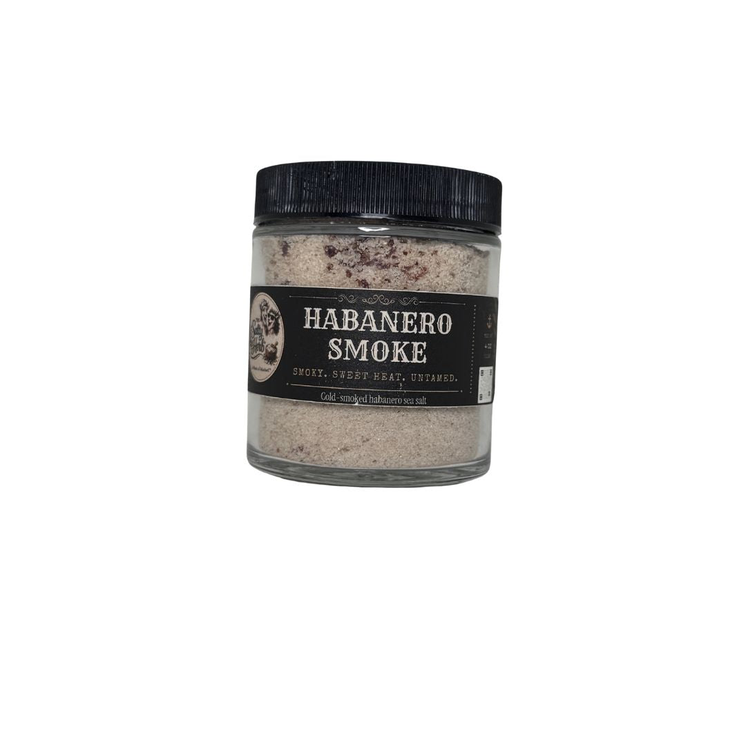 Jar of Habanero Smoke seasoning on a white background