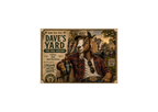 Goat in plaid shirt and cap holding a bottle with 'Dave's Yard' branding