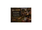 Outdoor cookout scene with 'HOA Legend' sign and people gathered around a grill.