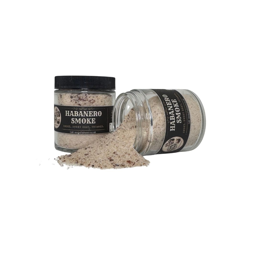 Two jars of Habanero Smoke seasoning on a white background