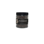 Jar of black pepper with 'Blackbeard' label on a white background